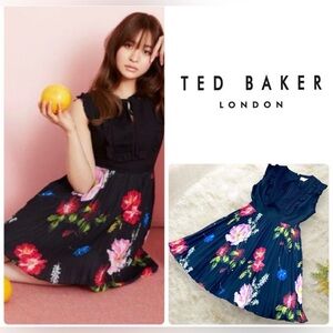 Ted Baker Navy Dress with Colorful Floral Design